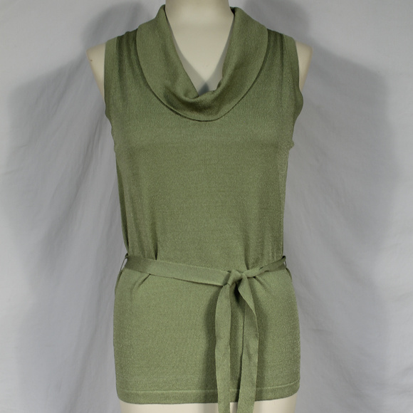 Anthropologie Green Sleeveless Sweater Tie Belt M - Picture 2 of 7